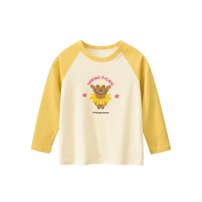 2024 Autumn New Korean Children's Wear: Cartoon Bear Girls Long Sleeve T - shirt - ALPHA SHOP