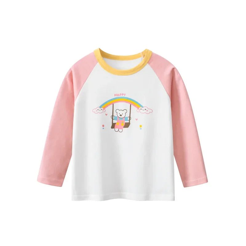 2024 Autumn New Korean Children's Wear: Cartoon Bear Girls Long Sleeve T - shirt - ALPHA SHOP