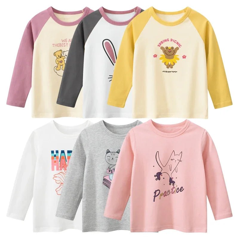 2024 Autumn New Korean Children's Wear: Cartoon Bear Girls Long Sleeve T - shirt - ALPHA SHOP