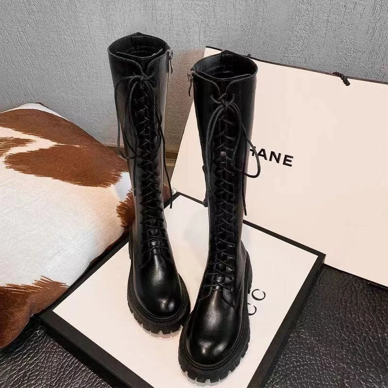 2024 New Leather Knee High Boots: Fashionable Women's Shoes - ALPHA SHOP