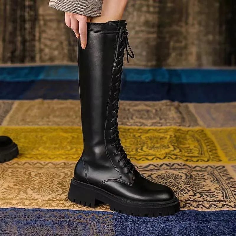 2024 New Leather Knee High Boots: Fashionable Women's Shoes - ALPHA SHOP