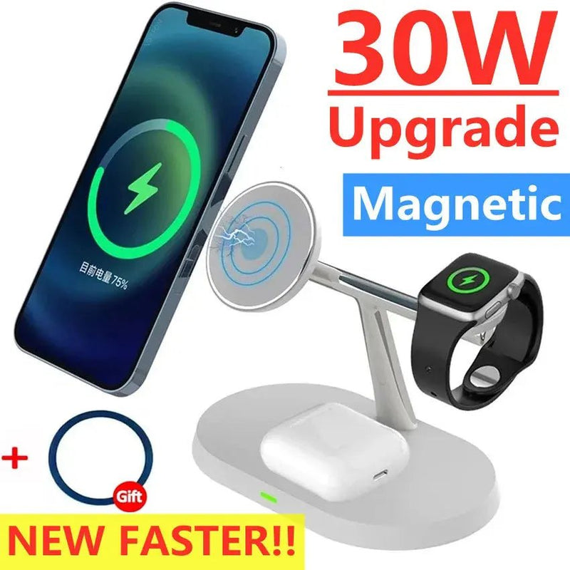 3 - in - 1 30W Magnetic Wireless Charger Stand - ALPHA SHOP