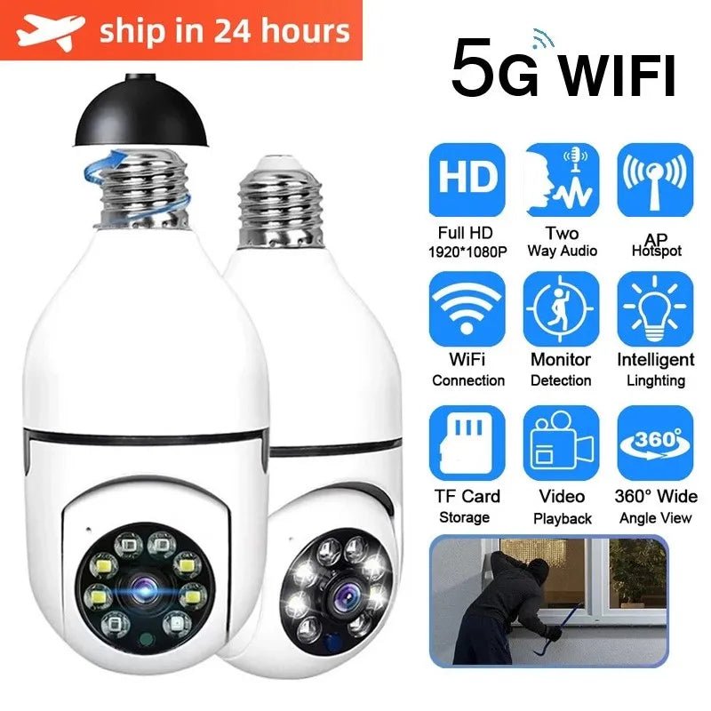 5G WiFi E27 Bulb Surveillance Camera: Smart Home Security with Night Vision & Auto Human Tracking - ALPHA SHOP