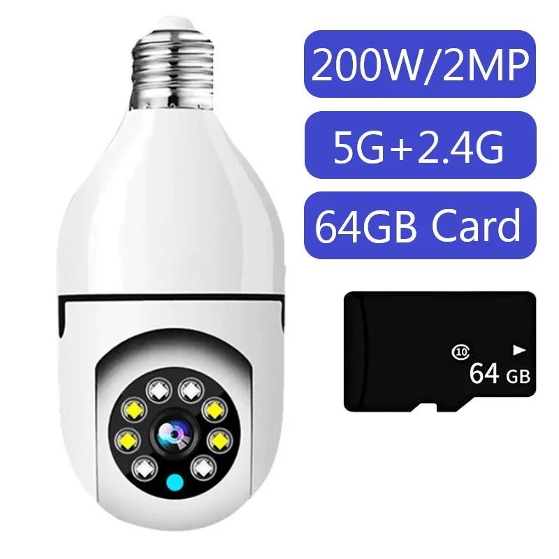 5G WiFi E27 Bulb Surveillance Camera: Smart Home Security with Night Vision & Auto Human Tracking - ALPHA SHOP