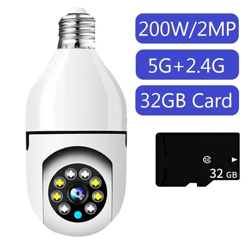 5G WiFi E27 Bulb Surveillance Camera: Smart Home Security with Night Vision & Auto Human Tracking - ALPHA SHOP