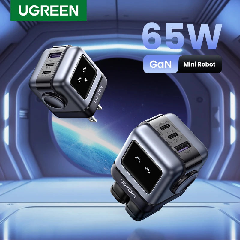 New！UGREEN 65W GaN Charger Robot Design PD Fast Charger PPS PD3.0 for iPhone 15 14 13  Fast Charge for Xiaomi Laptop Macbook