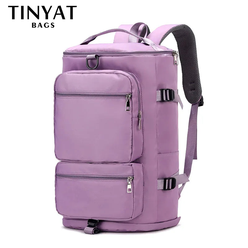 TINYAT Large Capacity Women's Travel Bag Casual Weekend Travel Backpack Ladies Sports Yoga Luggage Bags Multifunction Crossbody