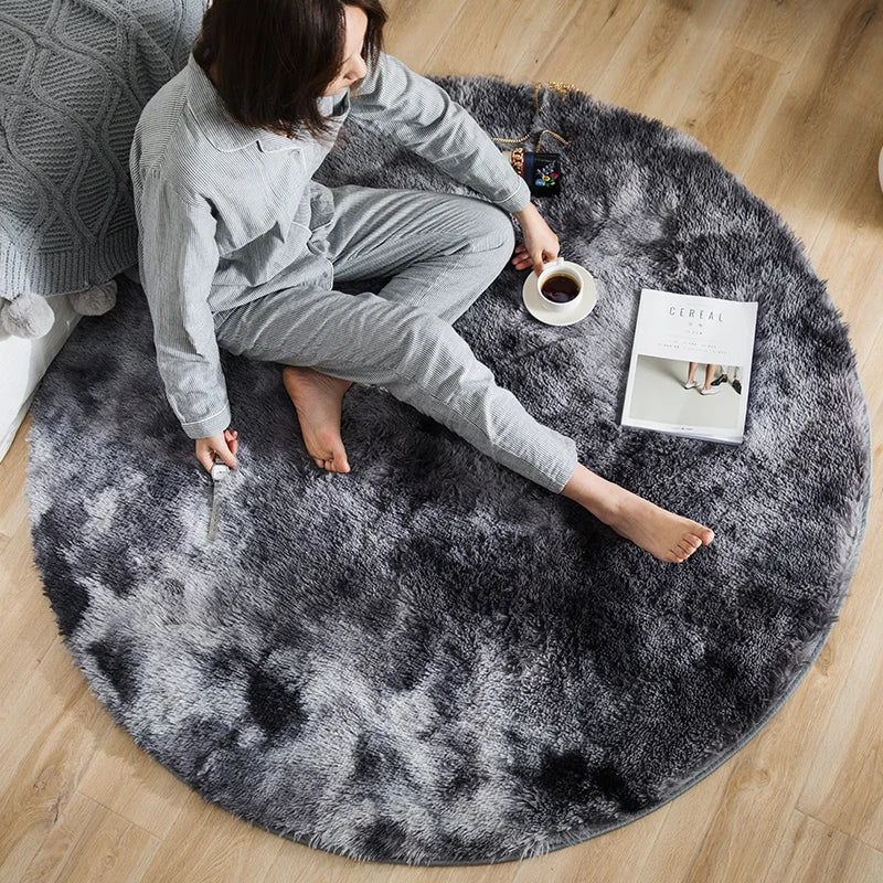 Plush Round Rug White Children Carpets for Living Room Home Decor Soft Kid Bedroom FloorPlay Mat Baby Room Fluffy Cute Rug