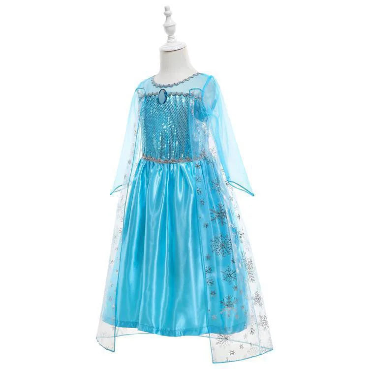 Snow Queen Princess Dress for Little Girls Frozen Cosplay Carnival Halloween Elsa Party Costume Children Elsa Sequined Clothing