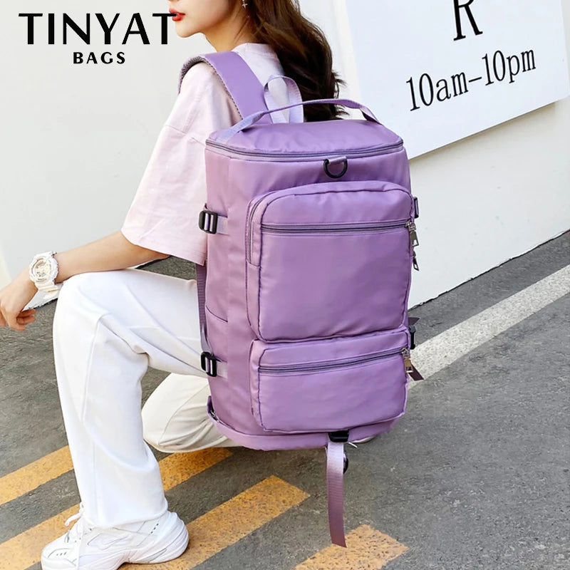 TINYAT Large Capacity Women's Travel Bag Casual Weekend Travel Backpack Ladies Sports Yoga Luggage Bags Multifunction Crossbody