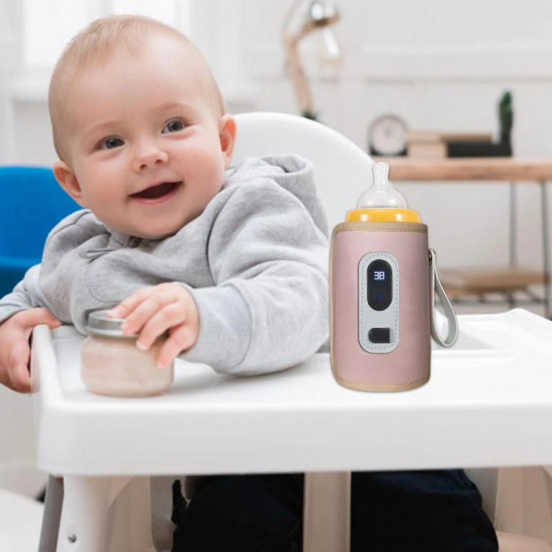 Portable Baby Bottle Warmer with 5 Smart Temperatures: The All-in-One Solution for Warm Milk on the Go !!