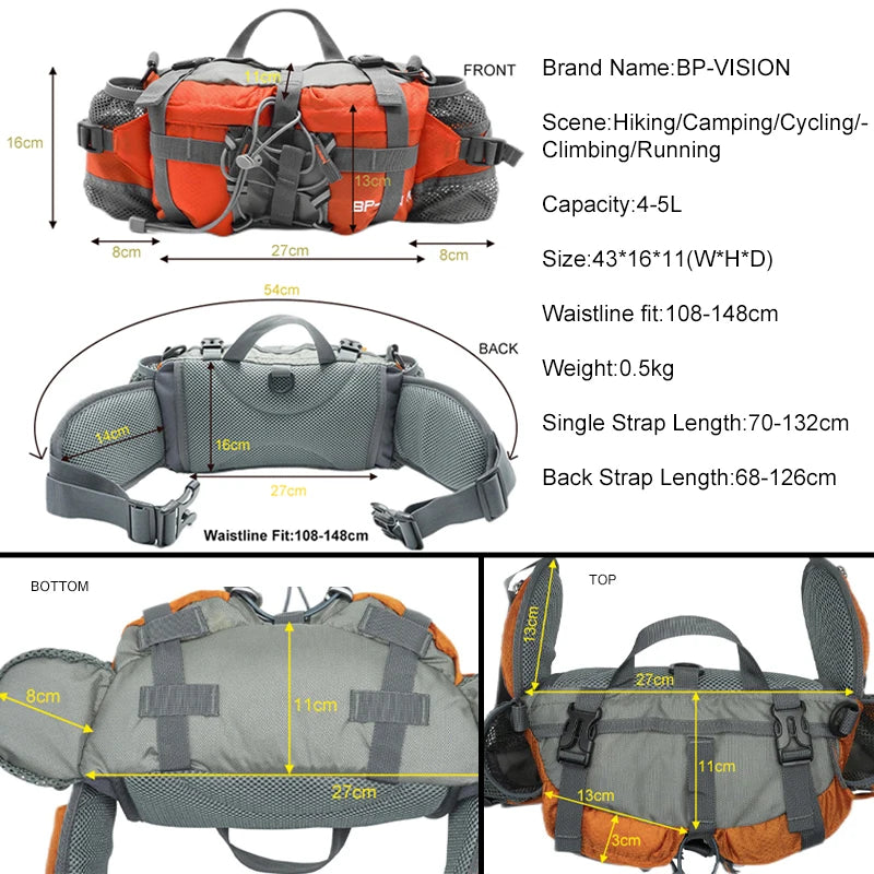 Riñonera para caminata al aire libre: Mochila impermeable para ciclismo