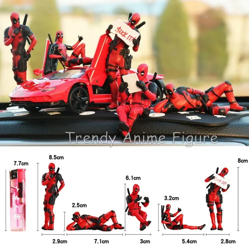 Mini Doll Deadpool Action Figure Decorations Sitting Posture Model Toys Anime Superheroe New Mutants Figures for Child's Gifts