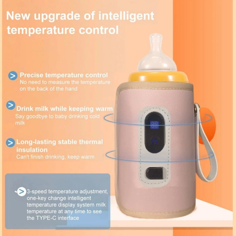 Portable Baby Bottle Warmer with 5 Smart Temperatures: The All-in-One Solution for Warm Milk on the Go !!