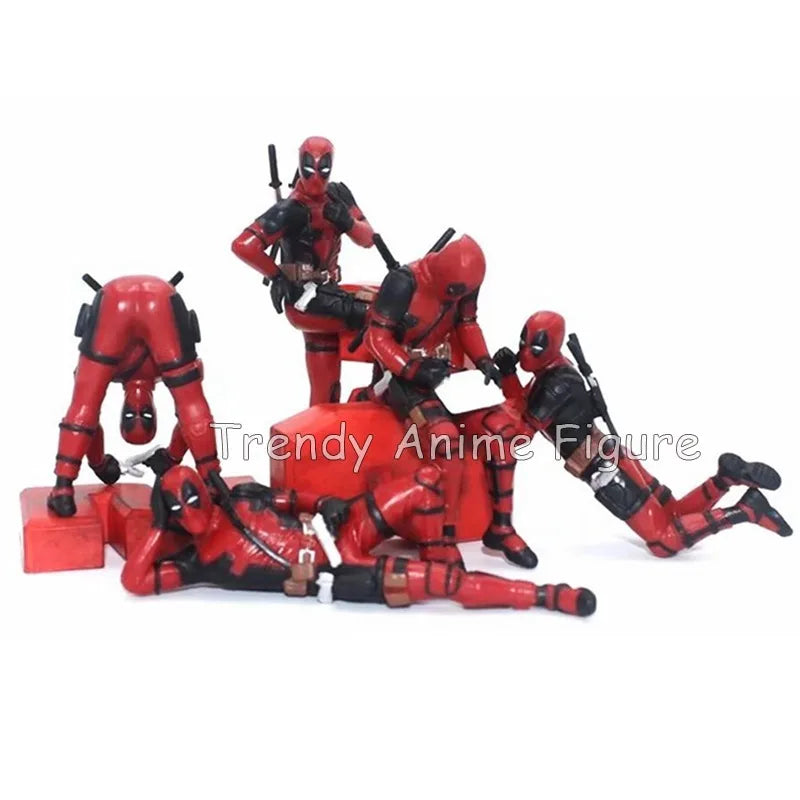 Mini Doll Deadpool Action Figure Decorations Sitting Posture Model Toys Anime Superheroe New Mutants Figures for Child's Gifts