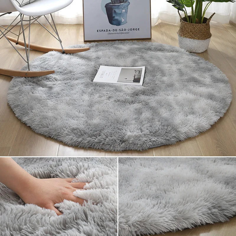 Super Soft Plush Round Rug: Fluffy White Carpet