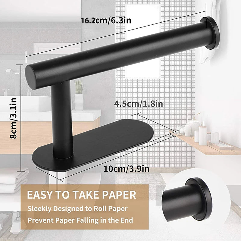 Suporte de toalha de papel de aço inoxidável adesivo rolo de papel higiênico suporte de papel sem furo cozinha banheiro alongar rack de armazenamento