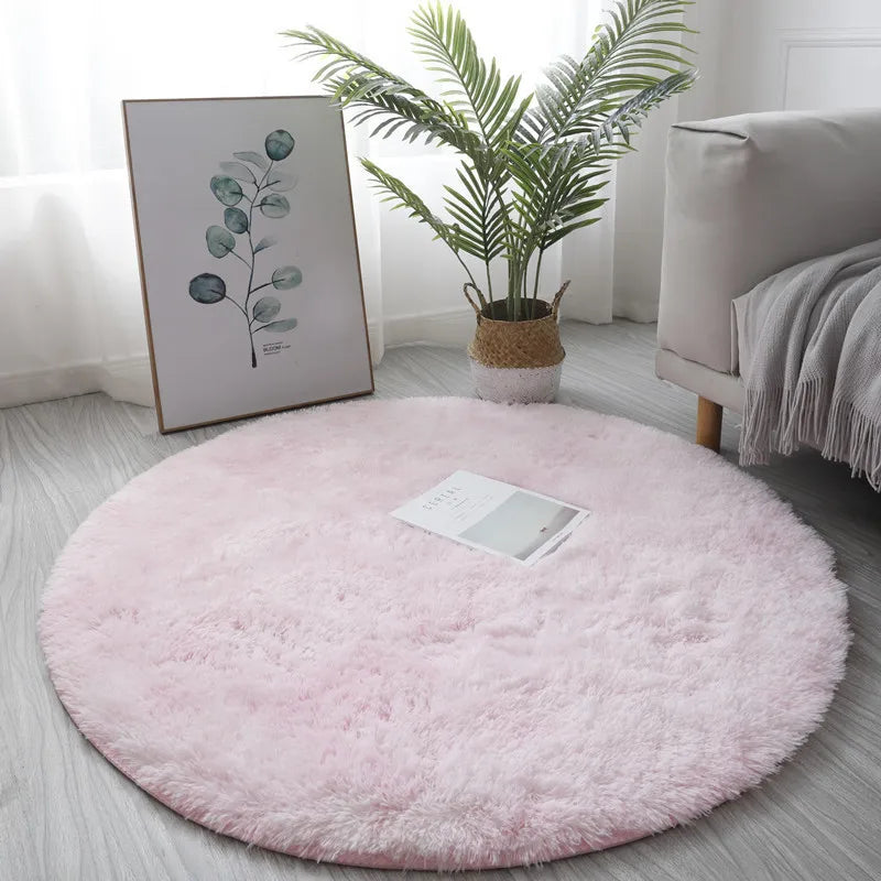 Super Soft Plush Round Rug: Fluffy White Carpet