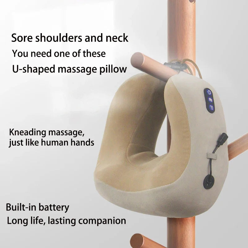 Rechargeable Neck Massager U shaped Pillow Multifunctional Portable Shoulder Cervical Massager Outdoor Home Car Relaxing Massage