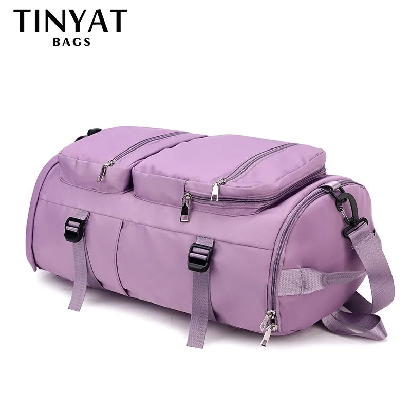 TINYAT Large Capacity Women's Travel Bag Casual Weekend Travel Backpack Ladies Sports Yoga Luggage Bags Multifunction Crossbody