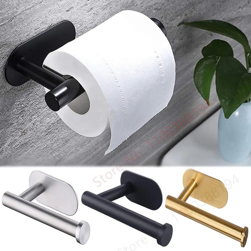 Adhesive Toilet Paper Holder Organizer: Wall Mount Storage Stand - ALPHA SHOP