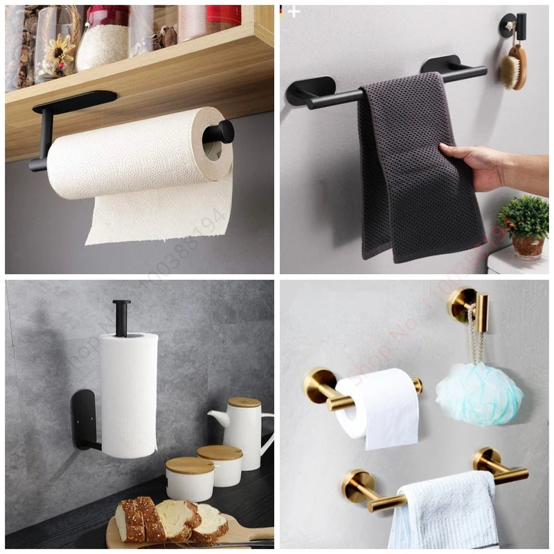 Adhesive Toilet Paper Holder Organizer: Wall Mount Storage Stand - ALPHA SHOP