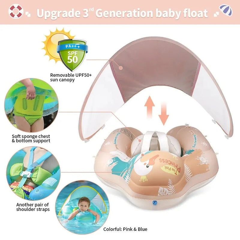 Baby Swimming Float With Canopy Inflatable Infant Ring Kids Pool Accessories Circle Bathing Summer Toys - ALPHA SHOP