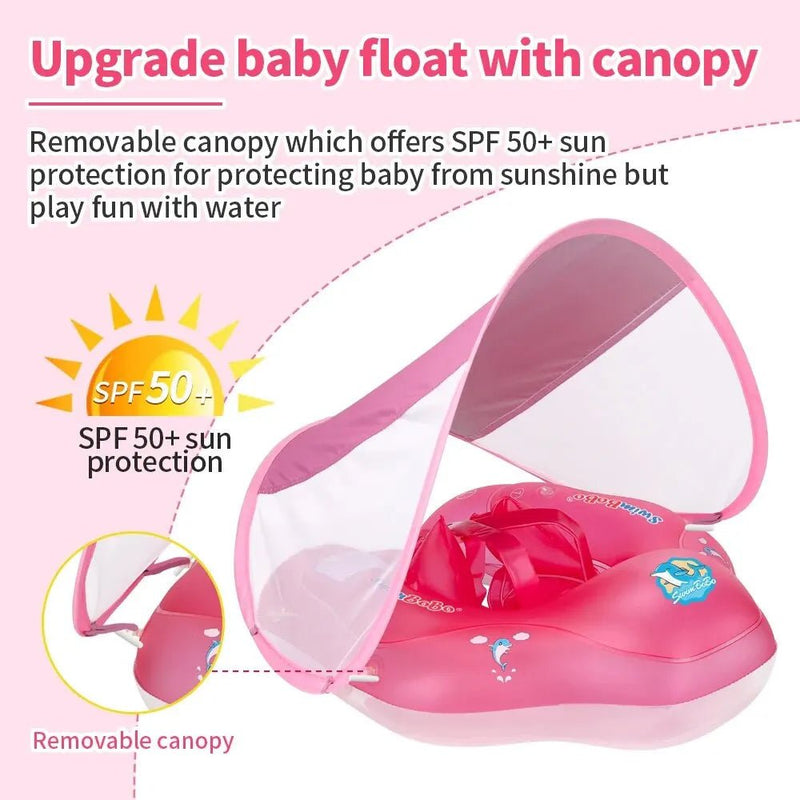 Baby Swimming Float With Canopy Inflatable Infant Ring Kids Pool Accessories Circle Bathing Summer Toys - ALPHA SHOP