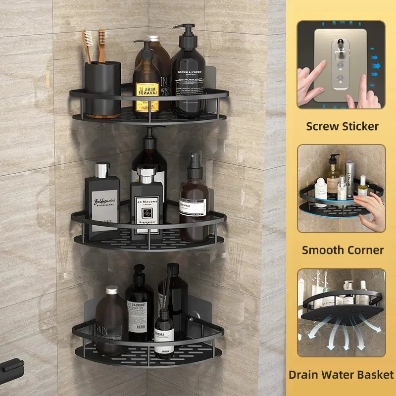 Bathroom and Kitchen Storage Organizer: Aluminum Alloy Shelf - ALPHA SHOP