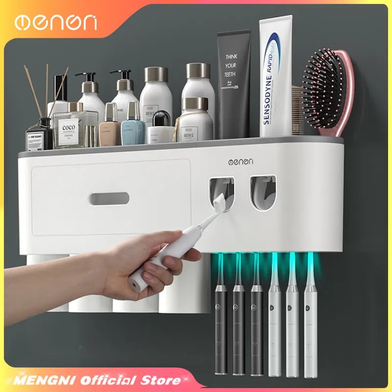 Bathroom Makeover in Minutes: Magnetic Toothbrush Holder with Auto Toothpaste Dispenser - ALPHA SHOP