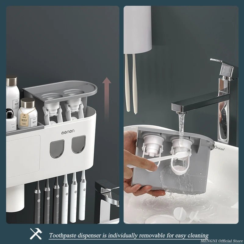 Bathroom Makeover in Minutes: Magnetic Toothbrush Holder with Auto Toothpaste Dispenser - ALPHA SHOP