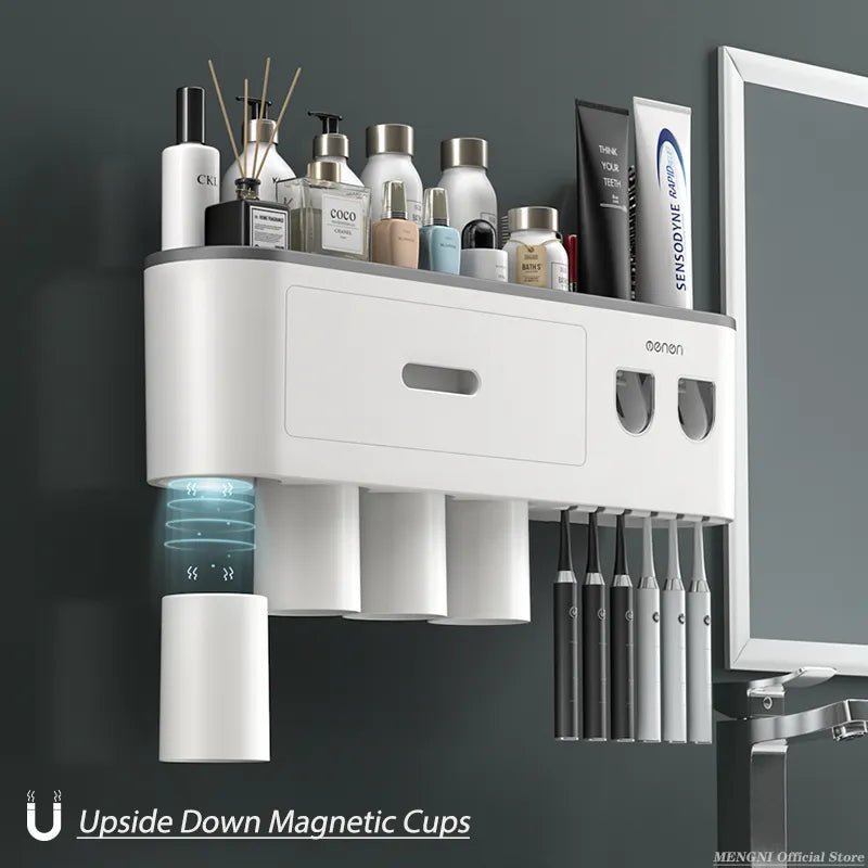 Bathroom Makeover in Minutes: Magnetic Toothbrush Holder with Auto Toothpaste Dispenser - ALPHA SHOP