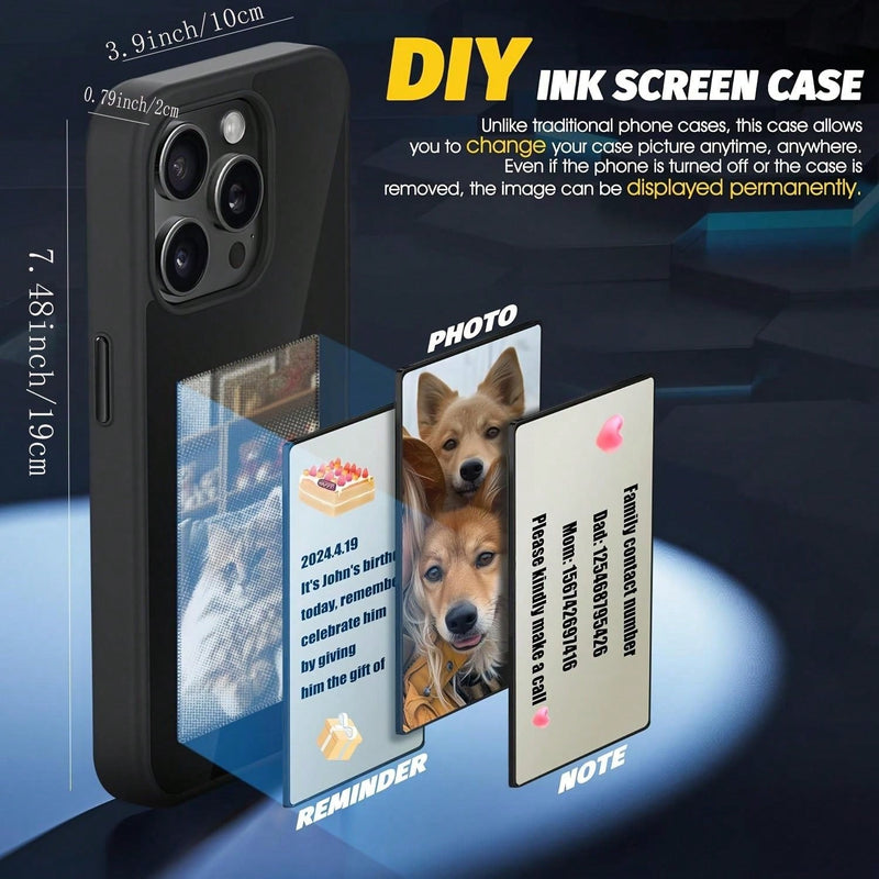 Case For IPhone 15pro / IPhone 14pro 6.1 Inch DIY Smart Display Customized Phone Case Ink Screen Glass Projection Protective Case, Anti - Slip, Anti - Scratch, Anti - Shock E - Ink Screen Photos,Display Photo,NFC Transfer Photos,DIY Photos Case,Anti - Fingerprint - ALPHA SHOP