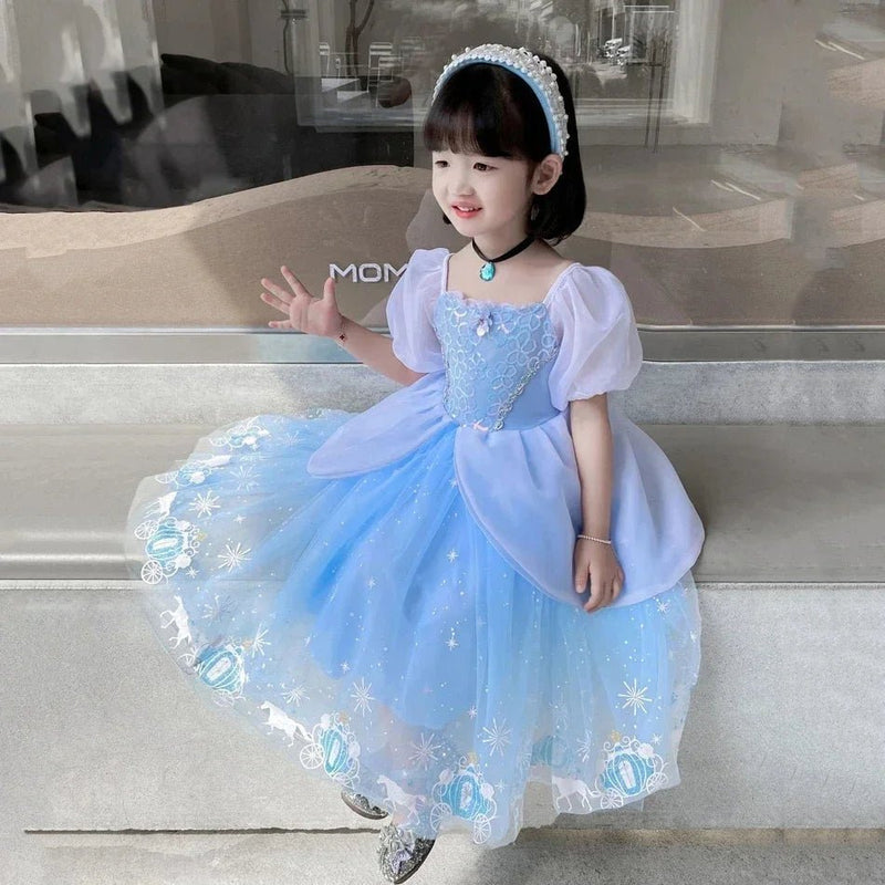 Cinderella Costume Girl Princess Charm Girls Formal Dress Party Ball Gown Dress Halloween Clothes - ALPHA SHOP