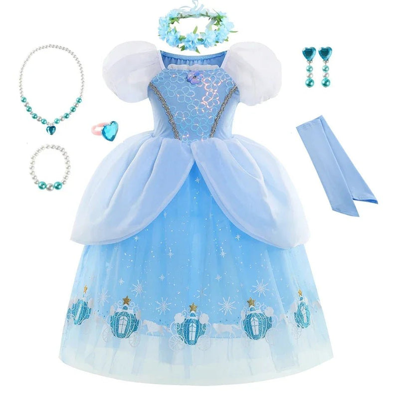 Cinderella Costume Girl Princess Charm Girls Formal Dress Party Ball Gown Dress Halloween Clothes - ALPHA SHOP