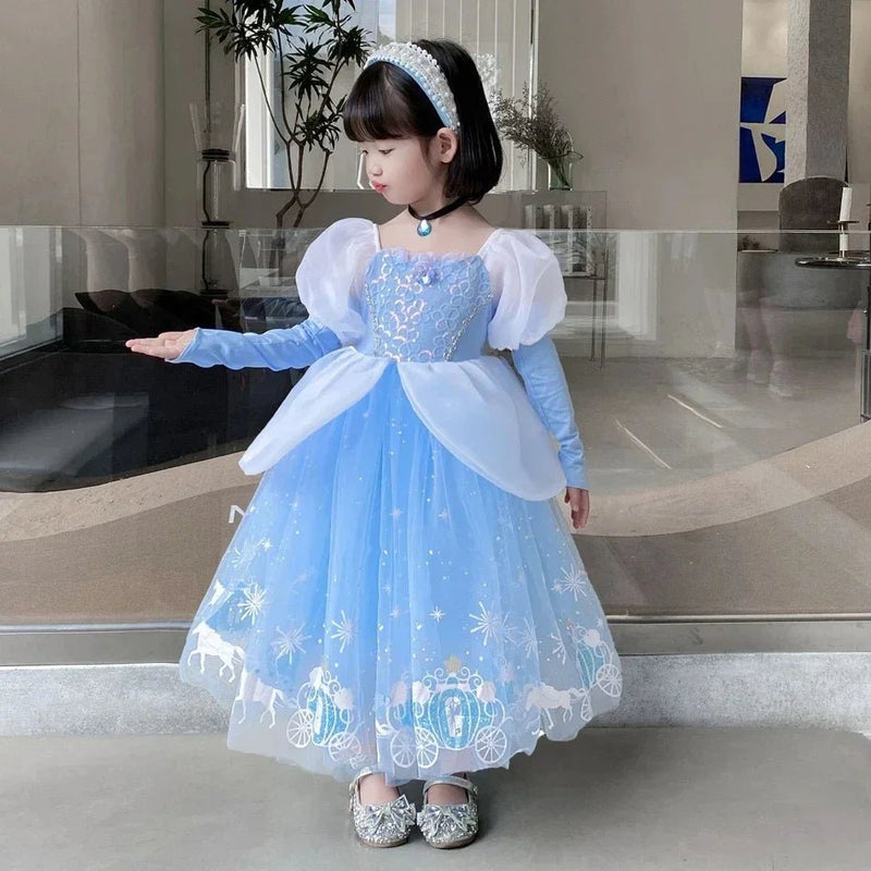 Cinderella Costume Girl Princess Charm Girls Formal Dress Party Ball Gown Dress Halloween Clothes - ALPHA SHOP