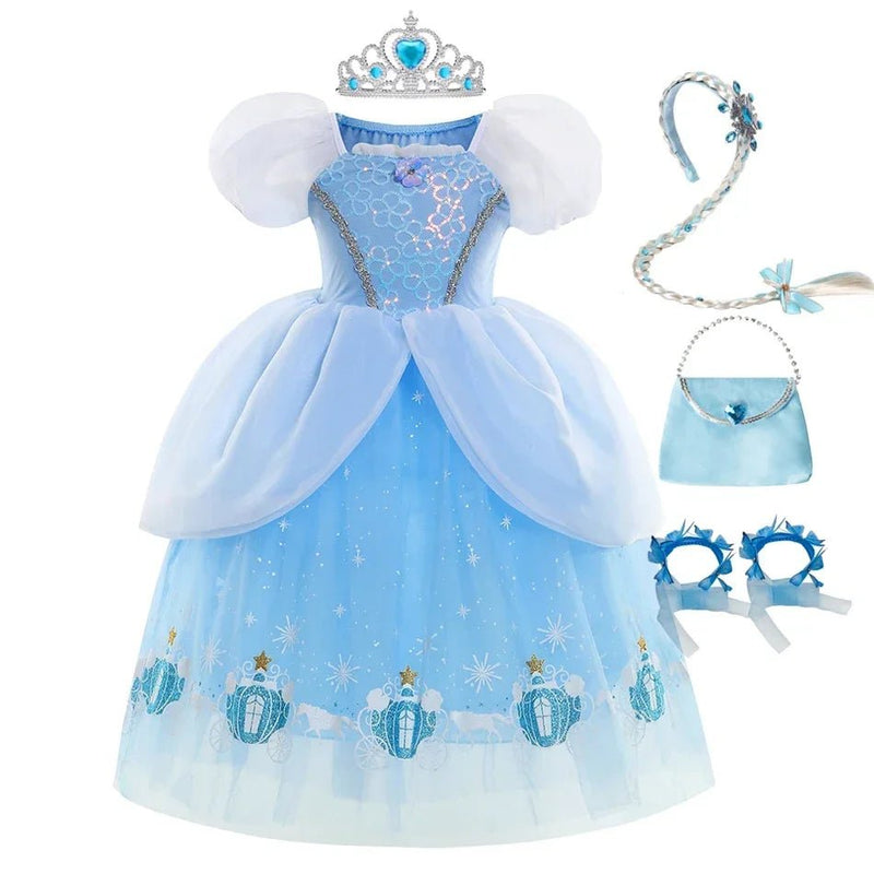 Cinderella Costume Girl Princess Charm Girls Formal Dress Party Ball Gown Dress Halloween Clothes - ALPHA SHOP