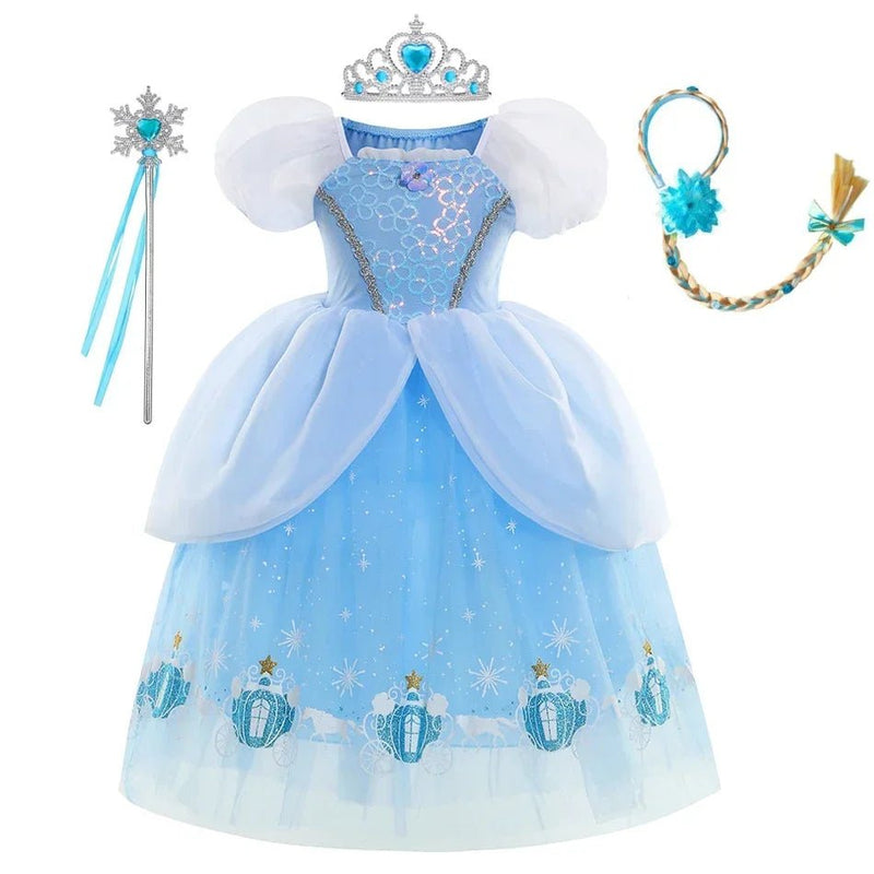 Cinderella Costume Girl Princess Charm Girls Formal Dress Party Ball Gown Dress Halloween Clothes - ALPHA SHOP