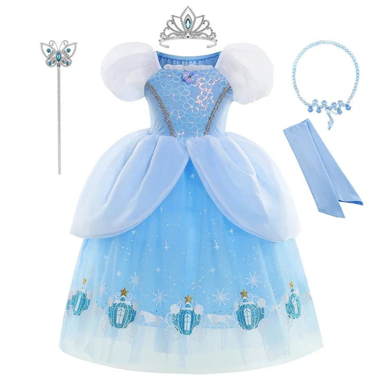 Cinderella Costume Girl Princess Charm Girls Formal Dress Party Ball Gown Dress Halloween Clothes - ALPHA SHOP