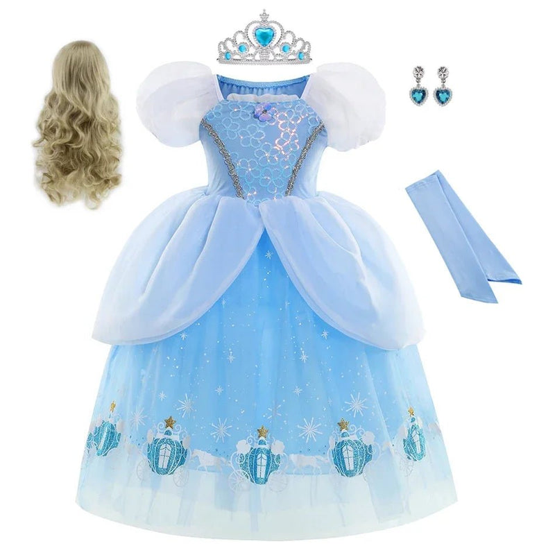 Cinderella Costume Girl Princess Charm Girls Formal Dress Party Ball Gown Dress Halloween Clothes - ALPHA SHOP