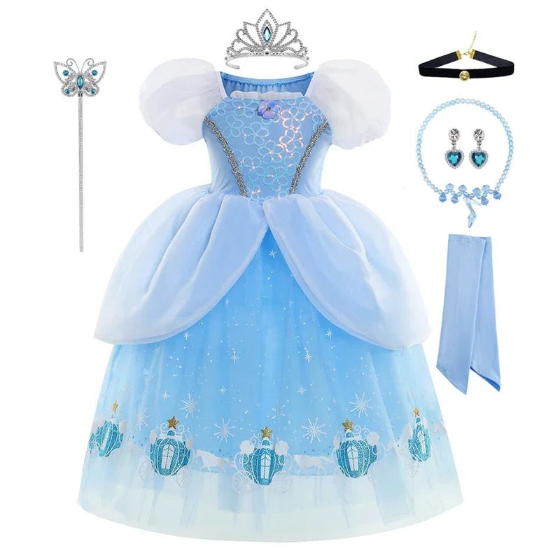 Cinderella Costume Girl Princess Charm Girls Formal Dress Party Ball Gown Dress Halloween Clothes - ALPHA SHOP