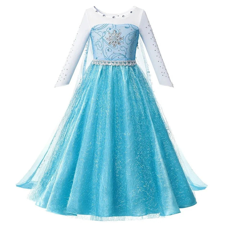 Disney Frozen Elsa Costume For Kids Girl Princess Dress Fancy Birthday Party Gown Snow Queen Children Clothing Carnival Cosplay - ALPHA SHOP