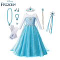 Disney Frozen Elsa Costume For Kids Girl Princess Dress Fancy Birthday Party Gown Snow Queen Children Clothing Carnival Cosplay - ALPHA SHOP