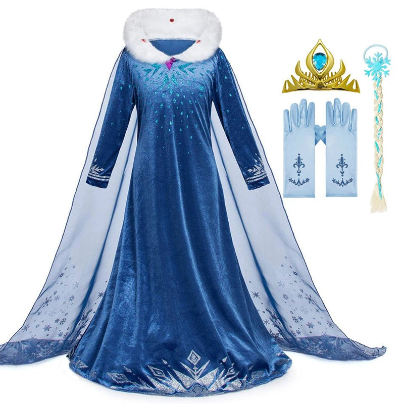 Disney Frozen Princess Elsa Dress Girl Cosplay Costume Birthday Carnival Party Snow Queen Long Sleeve Winter Clothes Kids Outfit - ALPHA SHOP