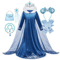 Disney Frozen Princess Elsa Dress Girl Cosplay Costume Birthday Carnival Party Snow Queen Long Sleeve Winter Clothes Kids Outfit - ALPHA SHOP