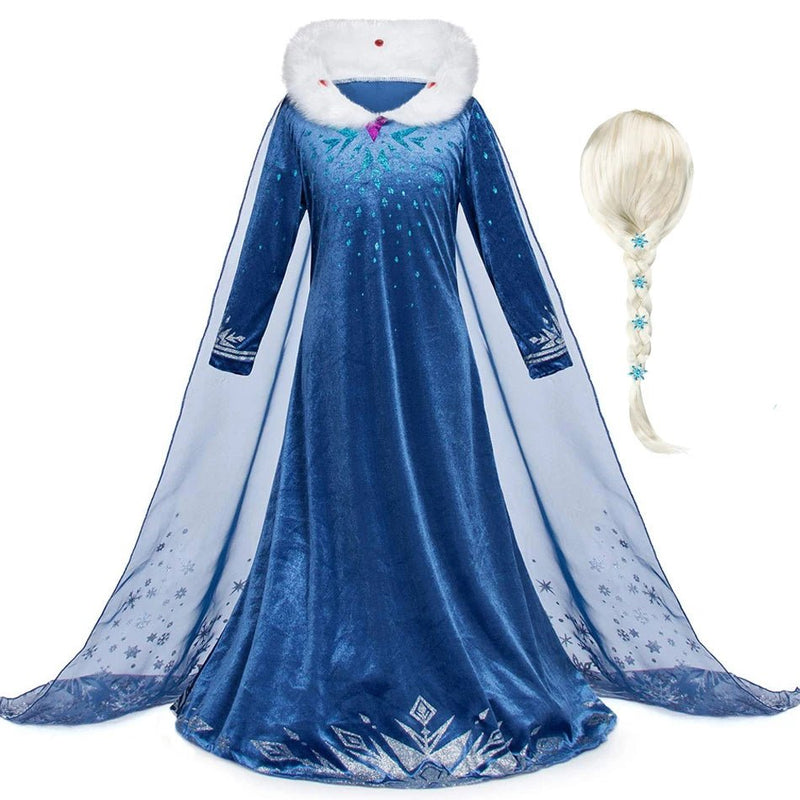 Disney Frozen Princess Elsa Dress Girl Cosplay Costume Birthday Carnival Party Snow Queen Long Sleeve Winter Clothes Kids Outfit - ALPHA SHOP