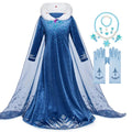 Disney Frozen Princess Elsa Dress Girl Cosplay Costume Birthday Carnival Party Snow Queen Long Sleeve Winter Clothes Kids Outfit - ALPHA SHOP