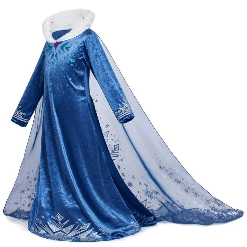 Disney Frozen Princess Elsa Dress Girl Cosplay Costume Birthday Carnival Party Snow Queen Long Sleeve Winter Clothes Kids Outfit - ALPHA SHOP