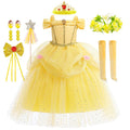 Disney Princess Belle Dress for Girl Kid Beauty and The Beast Fancy Tulle Cosplay Costume Halloween Chrismtas Party Clothing - ALPHA SHOP