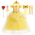 Disney Princess Belle Dress for Girl Kid Beauty and The Beast Fancy Tulle Cosplay Costume Halloween Chrismtas Party Clothing - ALPHA SHOP